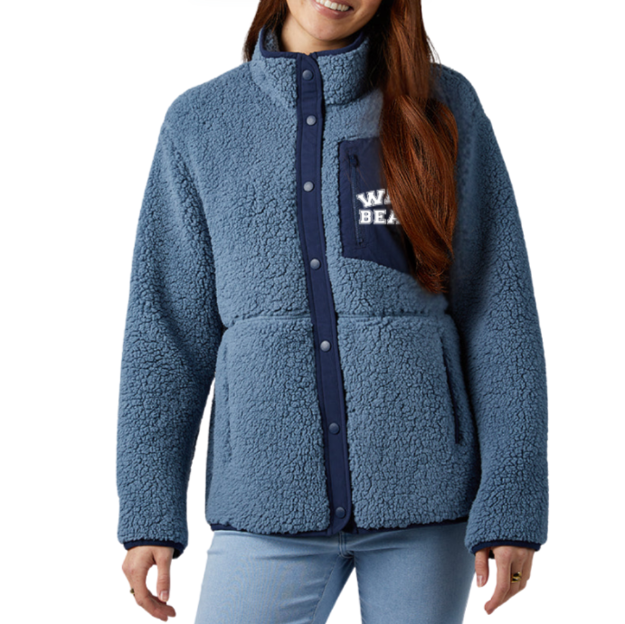 WAVE Beach Women's Blue Sherpa Jacket - PREORDER