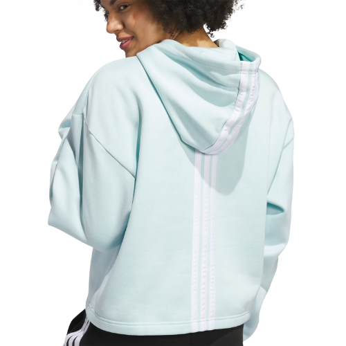 Adidas Women's Fleece Cropped 3 Stripe Hoodie - Halo Mint