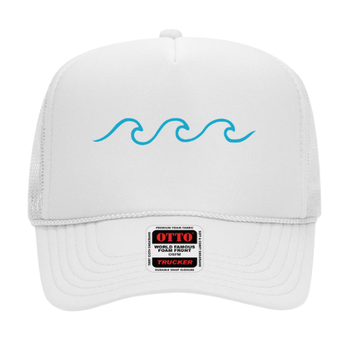 White W/ Turquoise Trucker Hat